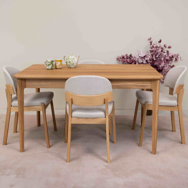 Table à manger extensible rectangulaire en bois massif de chêne