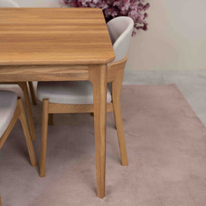 Table à manger extensible rectangulaire en bois massif de chêne