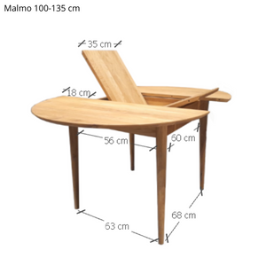 Table à manger ronde extensible en bois massif de chêne Malmo - VESKOR