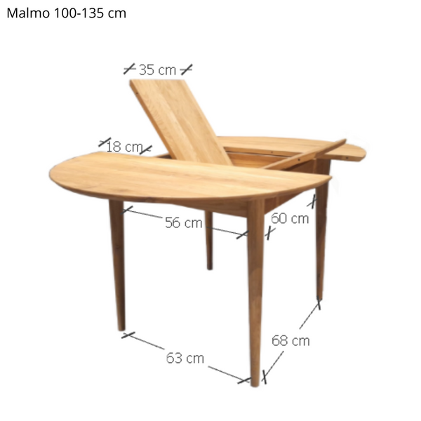 Table à manger ronde extensible en bois massif de chêne Malmo - VESKOR