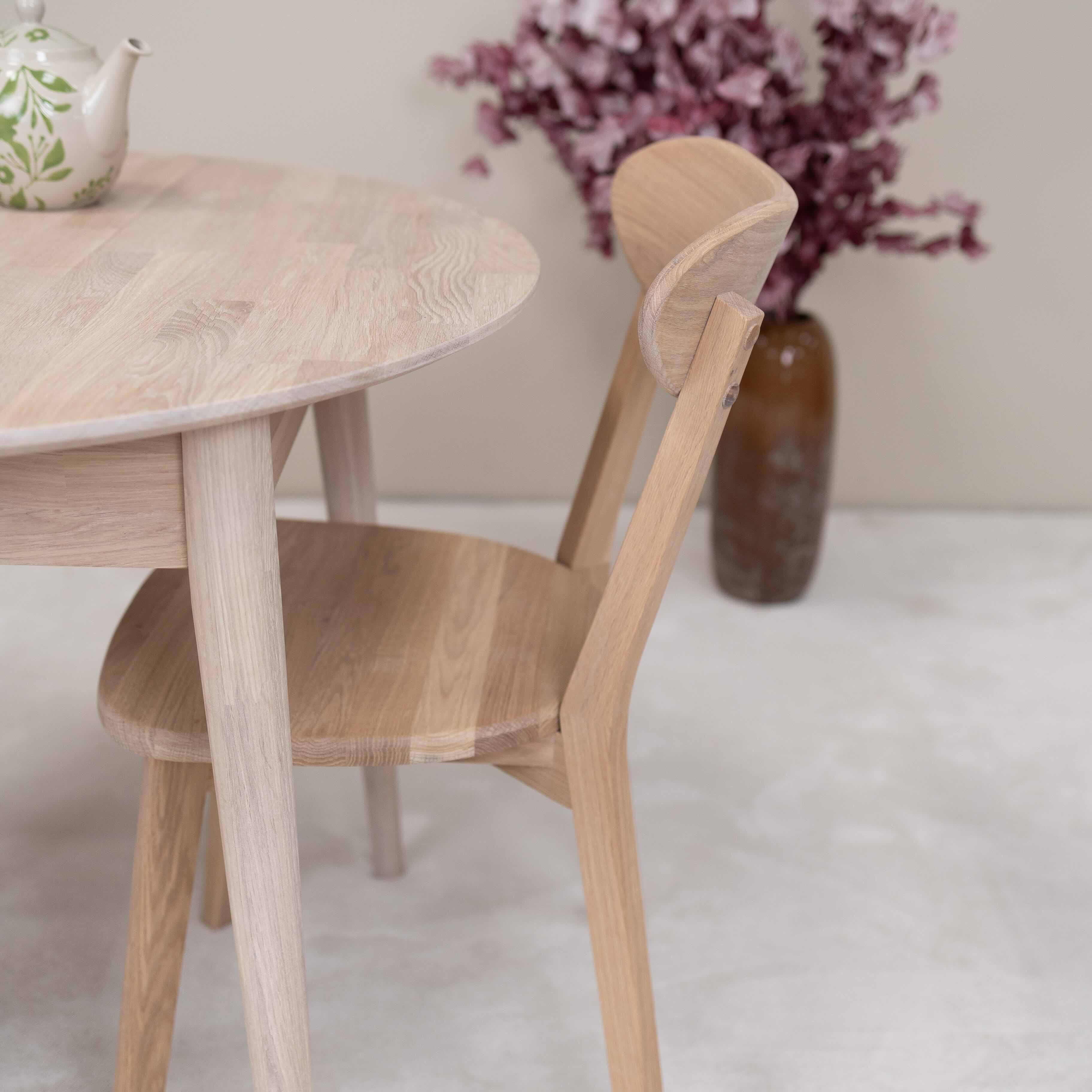 Table à manger extensible ronde en bois massif de chêne