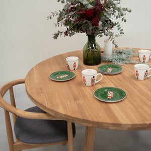 Table à manger ronde extensible en bois massif de chêne Léa – 120-170 x 120 x 76 cm / 140-190 x 140 x 76 cm - VESKOR