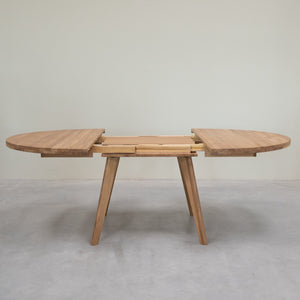 Table à manger ronde extensible en bois massif de chêne Léa – 120-170 x 120 x 76 cm / 140-190 x 140 x 76 cm - VESKOR