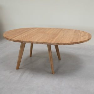 Table à manger ronde extensible en bois massif de chêne Léa – 120-170 x 120 x 76 cm / 140-190 x 140 x 76 cm - VESKOR