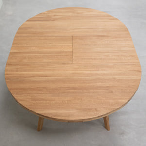 Table à manger ronde extensible en bois massif de chêne Léa – 120-170 x 120 x 76 cm / 140-190 x 140 x 76 cm - VESKOR