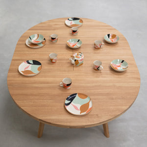 Table à manger ronde extensible en bois massif de chêne Léa – 120-170 x 120 x 76 cm / 140-190 x 140 x 76 cm - VESKOR