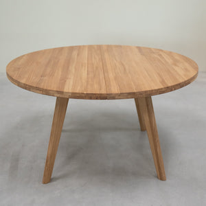 Table à manger ronde extensible en bois massif de chêne Léa – 120-170 x 120 x 76 cm / 140-190 x 140 x 76 cm - VESKOR