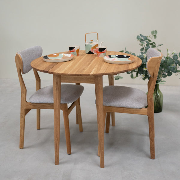 Table à manger ronde extensible en bois massif de chêne Luna - VESKOR