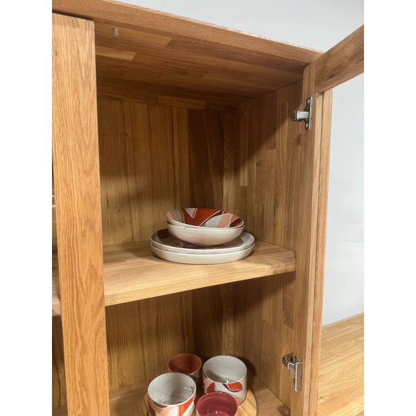 Vitrine en bois massif de chêne Solvig - 100 x 41 x 180 cm - NordicStory