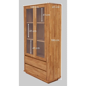 Vitrine en bois massif de chêne Solvig - 100 x 41 x 180 cm - NordicStory