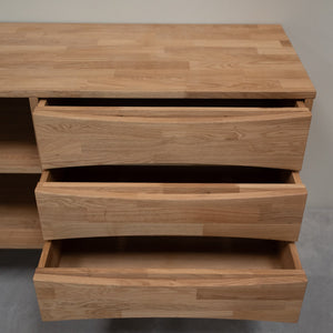 Buffet commode en bois massif de chêne Malmo 1 – 135,6 x 45,5 x 75 cm - VESKOR