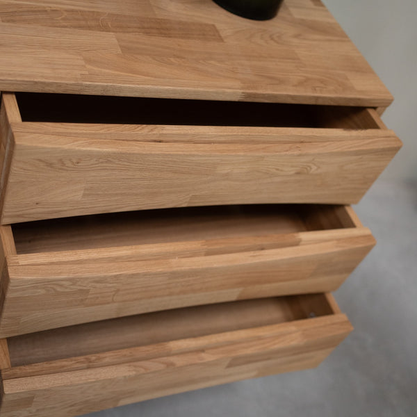 Buffet commode en bois massif de chêne Malmo 1 – 135,6 x 45,5 x 75 cm - VESKOR