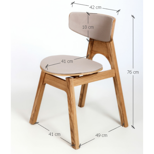 Chaise en bois massif de chêne Frida, revêtement Gris/Marron - Lot de 2 ou 4 chaises - VESKOR