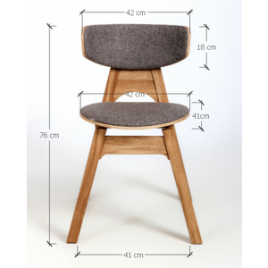 Chaise en bois massif de chêne Frida, revêtement Gris/Marron - Lot de 2 ou 4 chaises - VESKOR