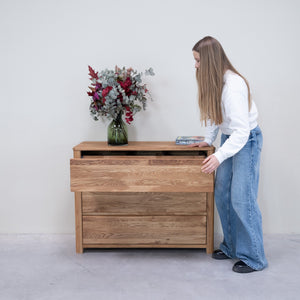 Commode en bois massif de chêne Elsa - 102 x 44 x 79 cm - NordicStory