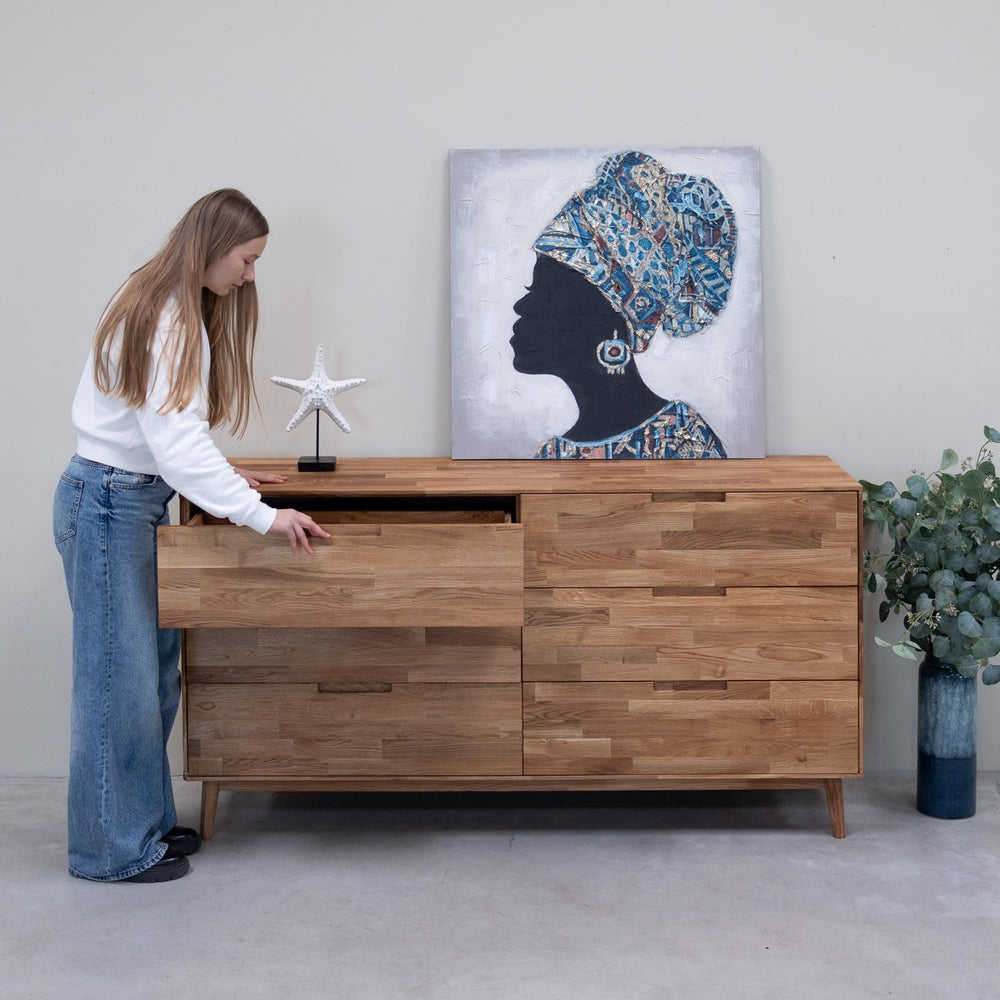 Buffet commode en bois massif de chêne Escandi 4 – 160 x 45 x 84,5 cm - NordicStory