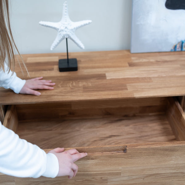 Buffet commode en bois massif de chêne Escandi 4 – 160 x 45 x 84,5 cm - NordicStory