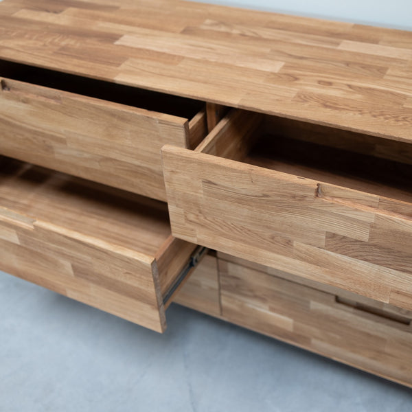 Buffet commode en bois massif de chêne Escandi 4 – 160 x 45 x 84,5 cm - NordicStory