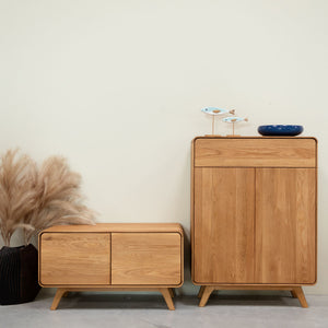 Meuble à chaussures en bois massif de chêne Genève - 80 x 35 x 110 cm - NordicStory