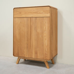 Meuble à chaussures en bois massif de chêne Genève - 80 x 35 x 110 cm - NordicStory