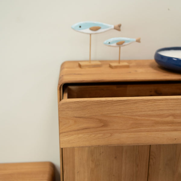 Meuble à chaussures en bois massif de chêne Genève - 80 x 35 x 110 cm - NordicStory