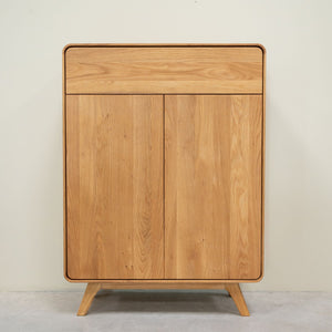 Meuble à chaussures en bois massif de chêne Genève - 80 x 35 x 110 cm - NordicStory