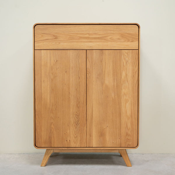 Meuble à chaussures en bois massif de chêne Genève - 80 x 35 x 110 cm - NordicStory