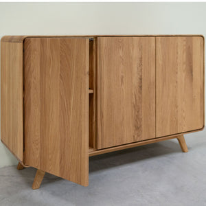 Buffet 3 portes en bois massif de chêne Genève 3 - 134 x 45 x 86 cm - NordicStory