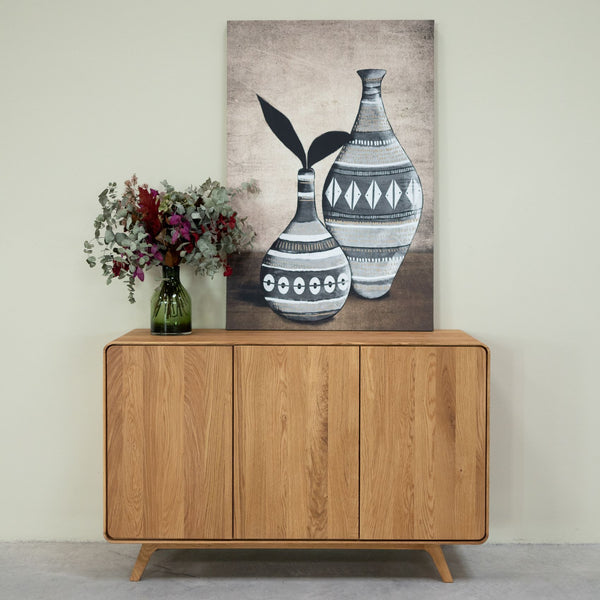 Buffet 3 portes en bois massif de chêne Genève 3 - 134 x 45 x 86 cm - NordicStory