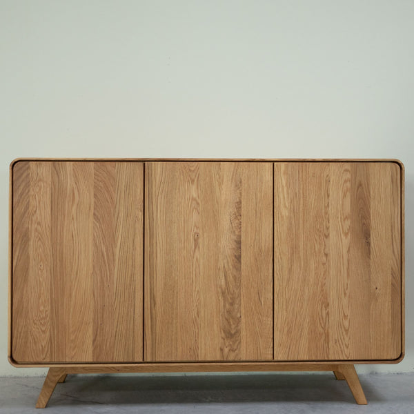 Buffet 3 portes en bois massif de chêne Genève 3 - 134 x 45 x 86 cm - NordicStory
