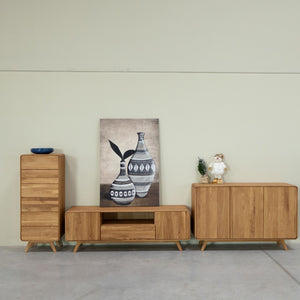 Buffet 3 portes en bois massif de chêne Genève 3 - 134 x 45 x 86 cm - NordicStory