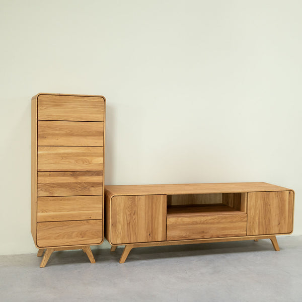 Chiffonnier en bois massif de chêne Genève 1 - 50 x 42 x 126 cm - NordicStory