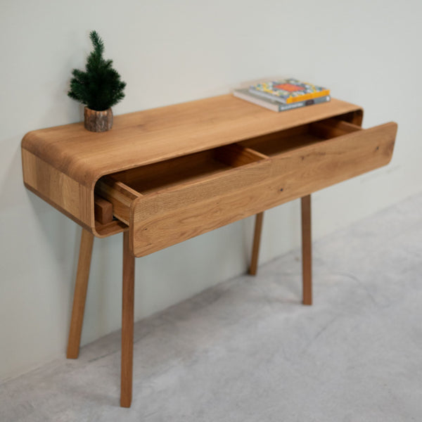 Console coiffeuse en bois massif de chêne Genève - 110 x 35 x 80 cm - NordicStory