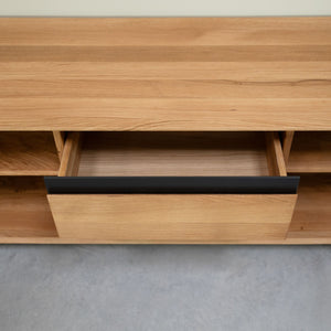 Meuble TV en bois massif de chêne Bremen - 160 x 42 x 50 cm - NordicStory