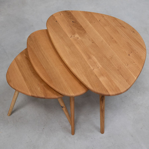 Lot de 3 tables basses gigognes en chêne massif Genève - NordicStory
