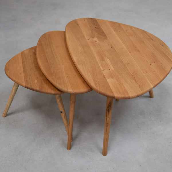 Lot de 3 tables basses gigognes en chêne massif Genève - NordicStory
