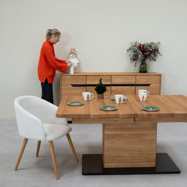 Table à manger extensible en bois massif de chêne Bremen - 160-250 x 100 x 75 cm - NordicStory