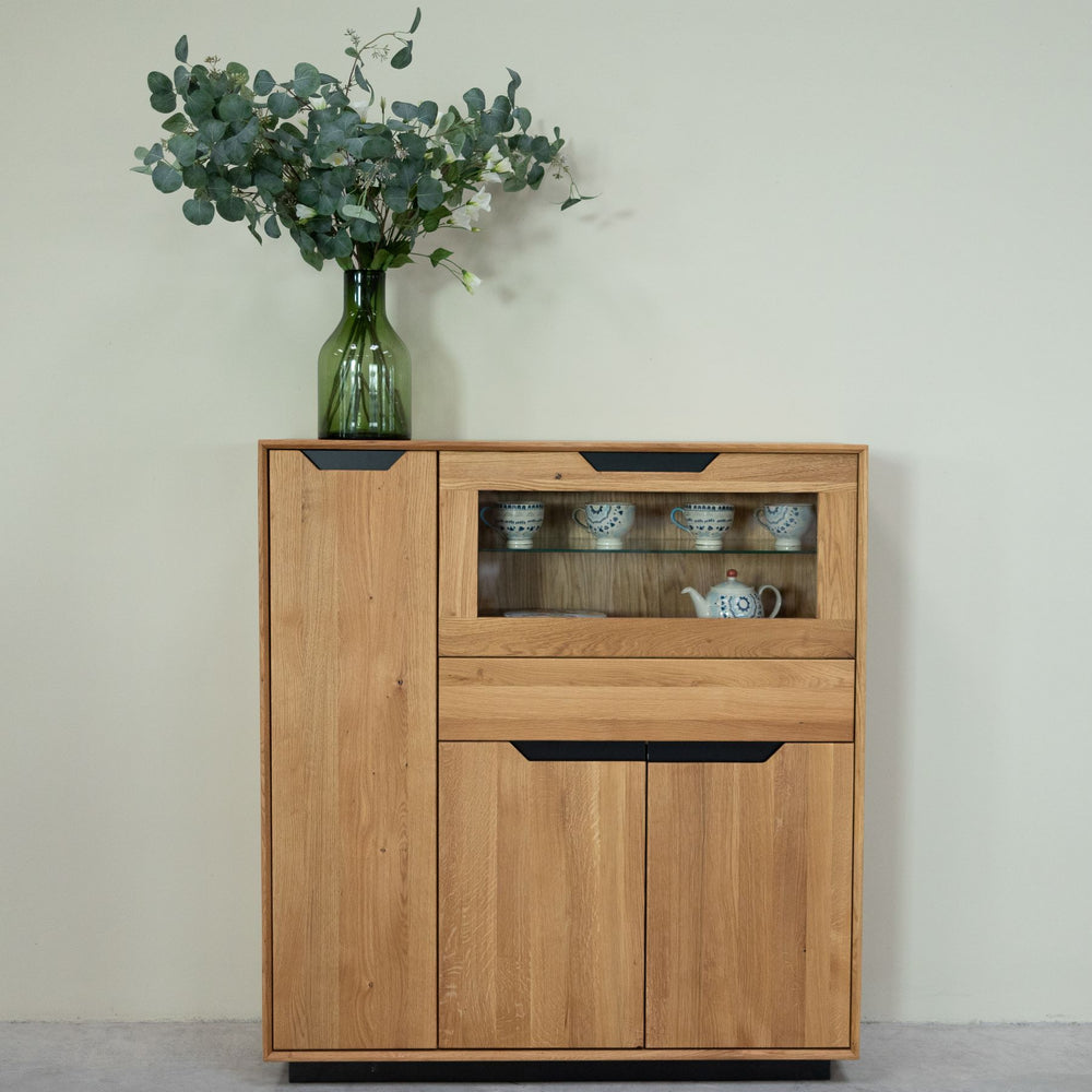 Vitrine en bois massif de chêne Bremen 3 - 124 x 38 x 134 cm - NordicStory