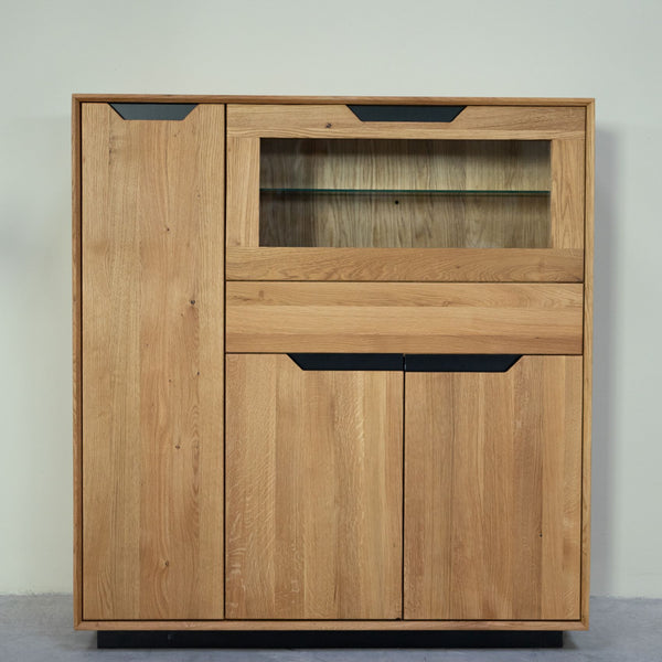 Vitrine en bois massif de chêne Bremen 3 - 124 x 38 x 134 cm - NordicStory