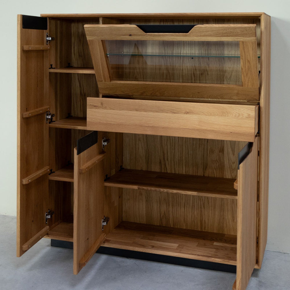 Vitrine en bois massif de chêne Bremen 3 - 124 x 38 x 134 cm - NordicStory