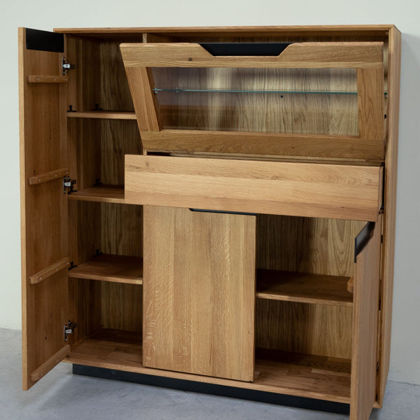 Vitrine en bois massif de chêne Bremen 3 - 124 x 38 x 134 cm - NordicStory