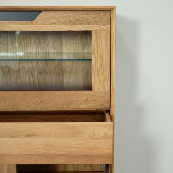 Vitrine en bois massif de chêne Bremen 3 - 124 x 38 x 134 cm - NordicStory