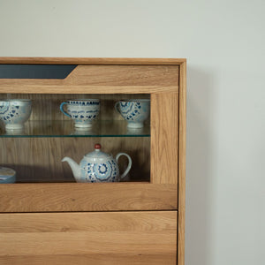 Vitrine en bois massif de chêne Bremen 3 - 124 x 38 x 134 cm - NordicStory