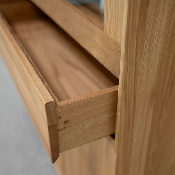 Vitrine en bois massif de chêne Bremen 3 - 124 x 38 x 134 cm - NordicStory