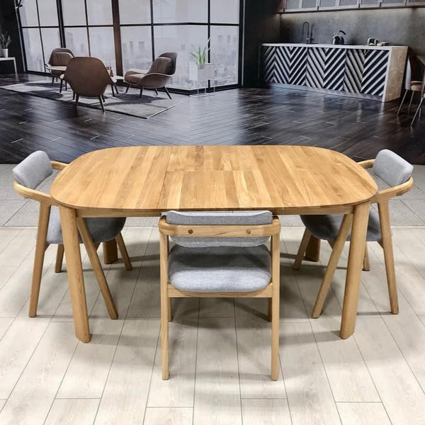 Table à manger ronde extensible en bois massif de chêne Victoria - VESKOR