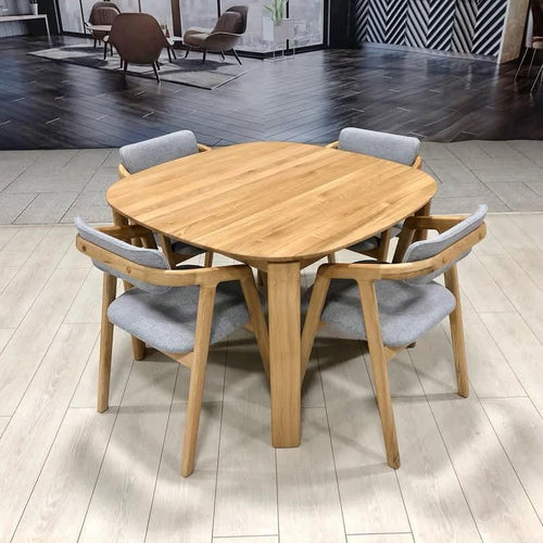 Table extensible en chêne massif Victoria 110-160 x 110 cm