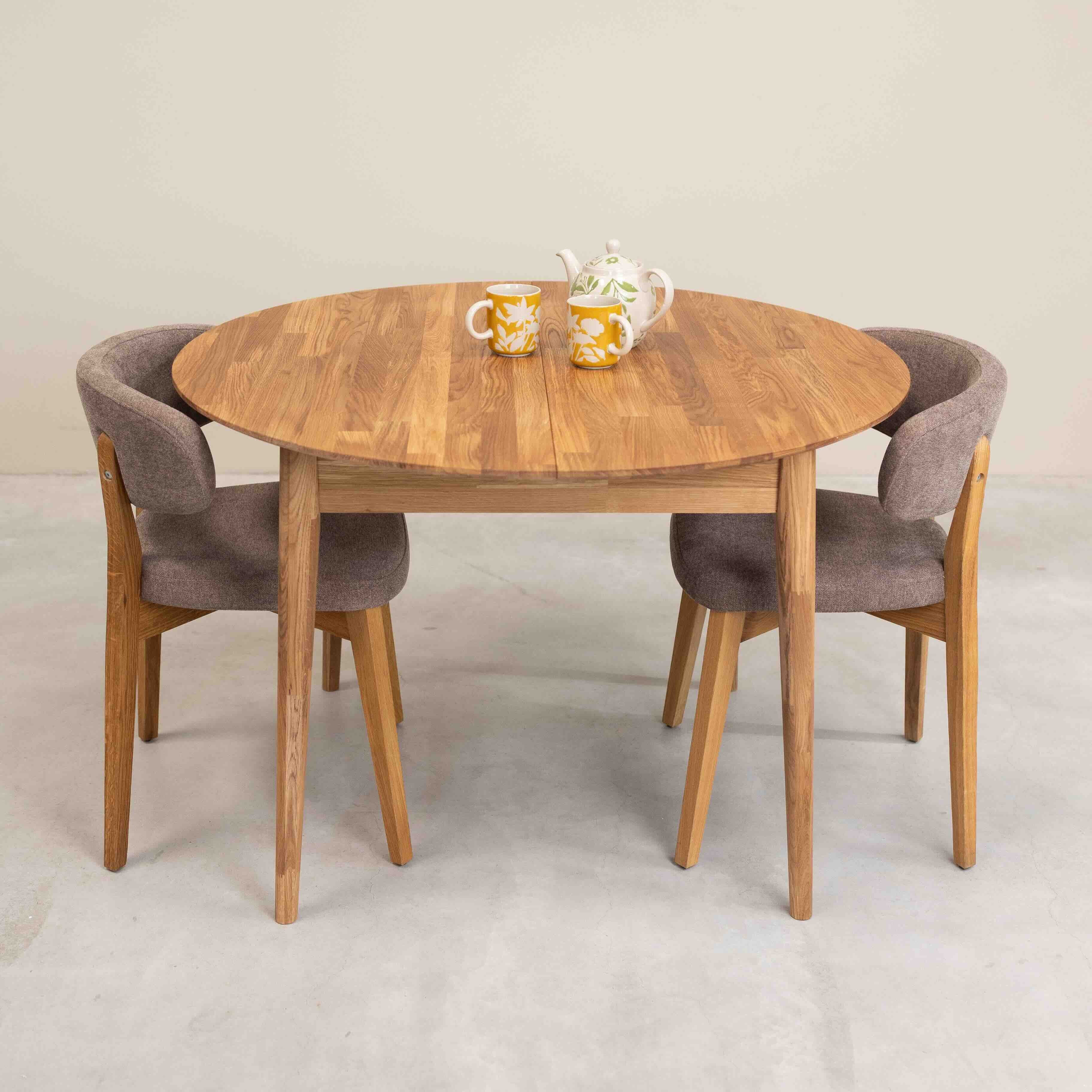 Table à manger extensible en bois massif de chêne Escandi 5