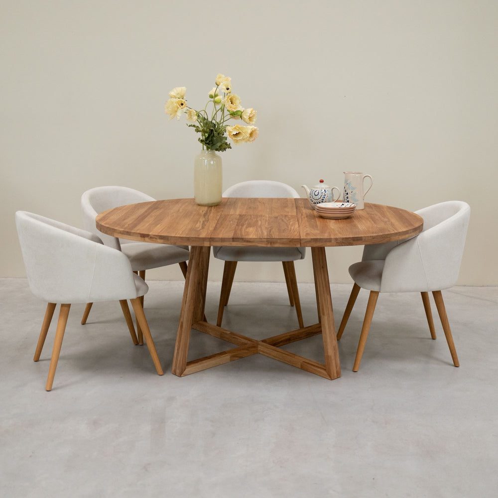Table à manger ronde extensible en chêne massif MOBY - NordicStory