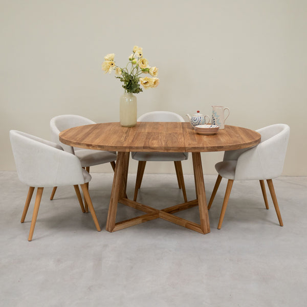 Table à manger ronde extensible en chêne massif MOBY - NordicStory