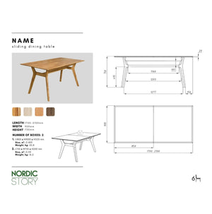 Table à manger extensible en bois massif de chêne Harold – 140-180/170-210 x 90 x 75 cm - NordicStory